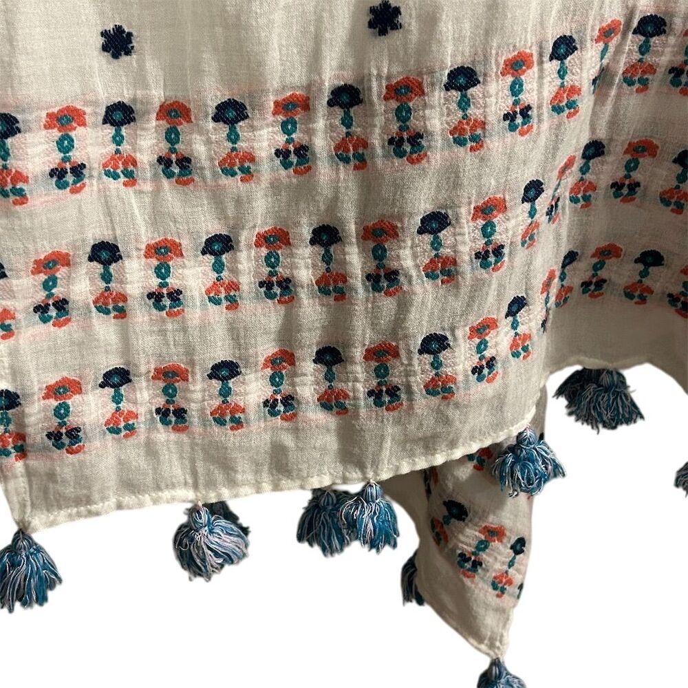 J. Crew Women's Embroidered Tassel Beach Poncho Cover Up Multicolor - Picture 5 of 13